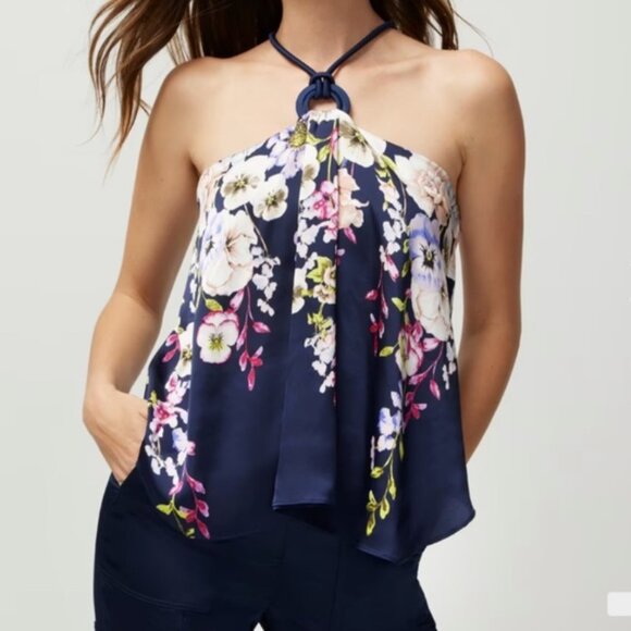 White House Black Market - Floral Cascade Halter - Picture 1 of 3